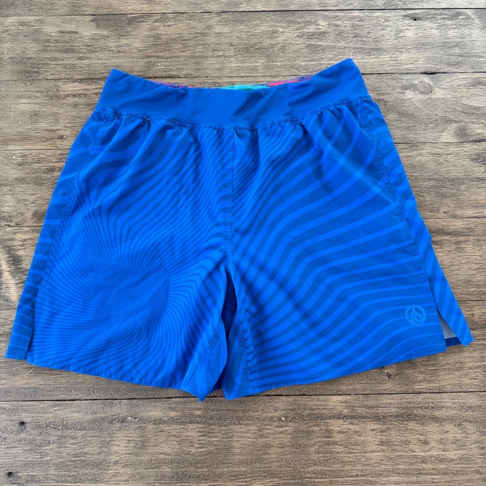INKNBURN Mens Blue Swirl Running Shorts Psychedelic Runners High Liner Blue‎